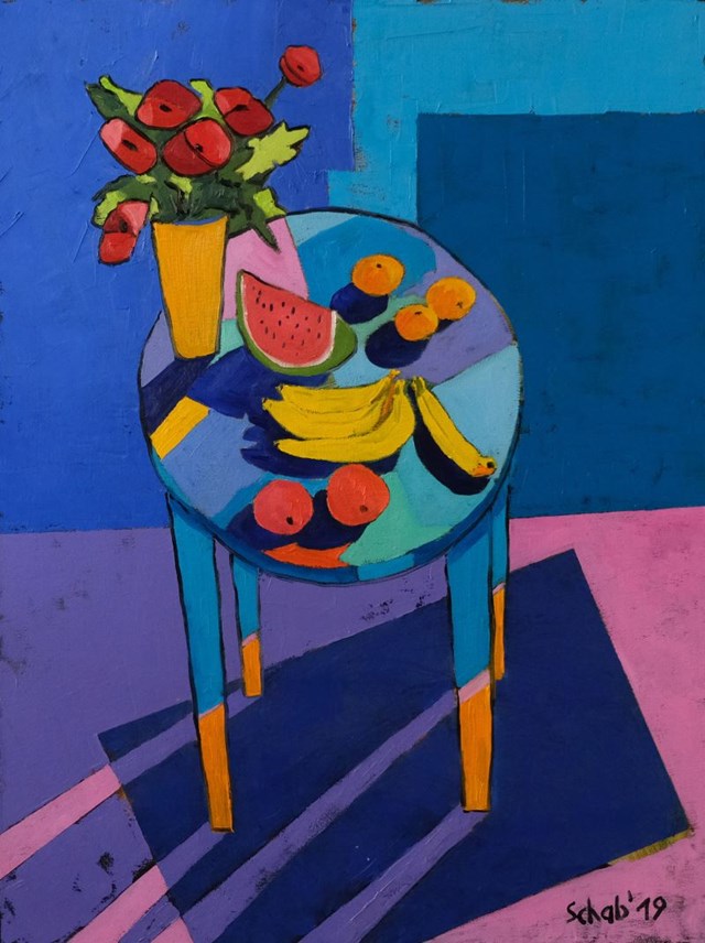 Living room painting by David Schab titled Blue table