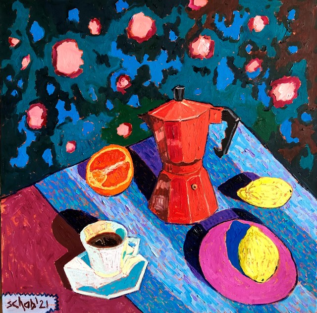 Obraz do salonu artysty David Schab pod tytułem Kawa i cytryny