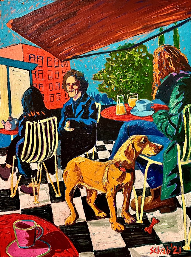 Obraz do salonu artysty David Schab pod tytułem W kawiarni na Gloucester Road