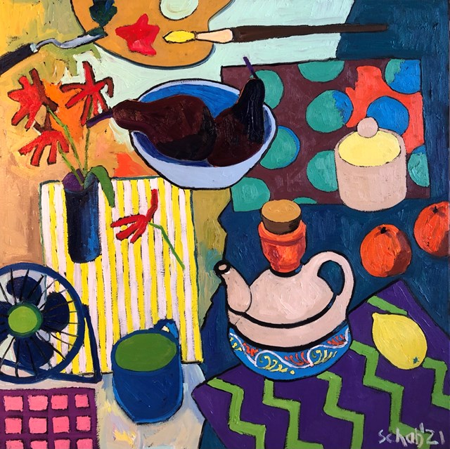 Living room painting by David Schab titled An artist’s table 