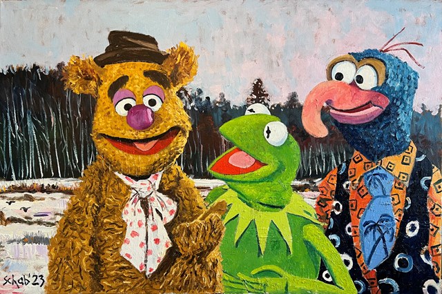 Living room painting by David Schab titled Muppets near Pszczyna