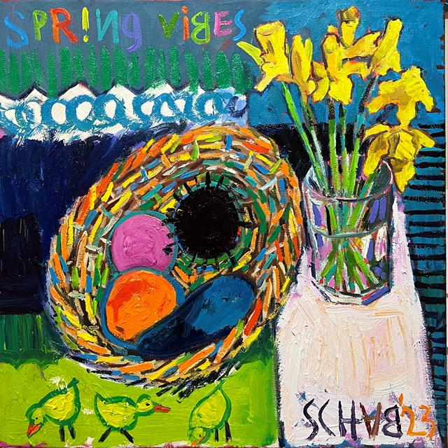 Living room painting by David Schab titled Spring vibes 
