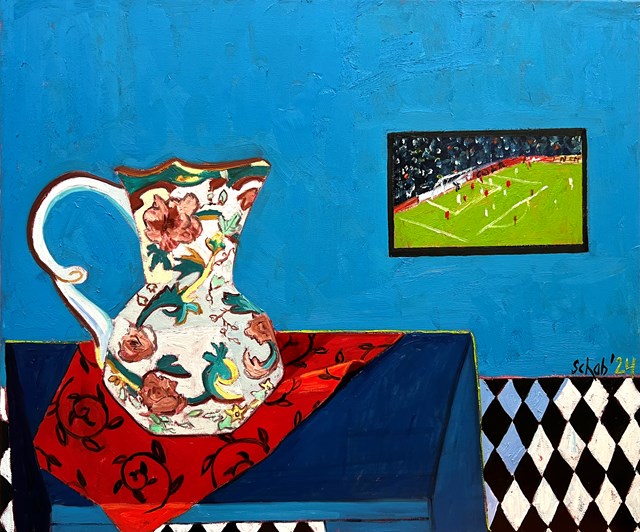 Living room painting by David Schab titled World Cup 