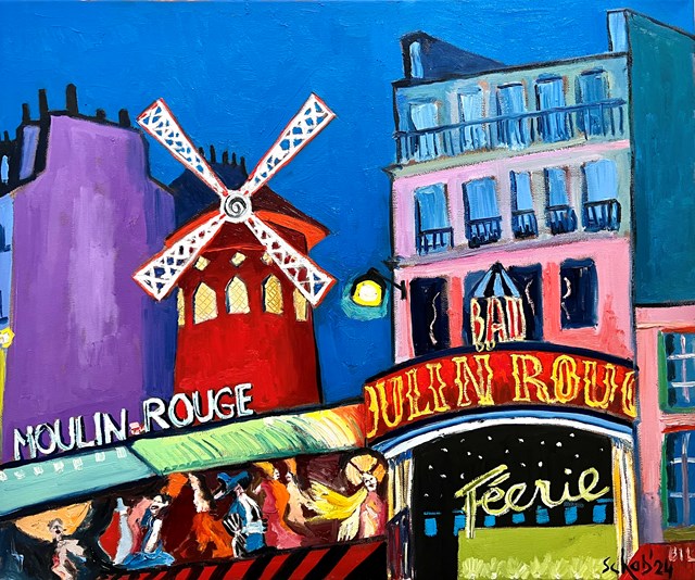 Living room painting by David Schab titled Moulin Rouge