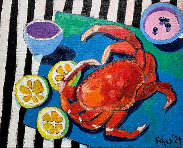 Living room painting by David Schab titled Crab 