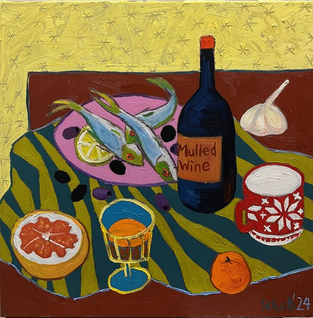 Living room painting by David Schab titled Still life with mulled wine 