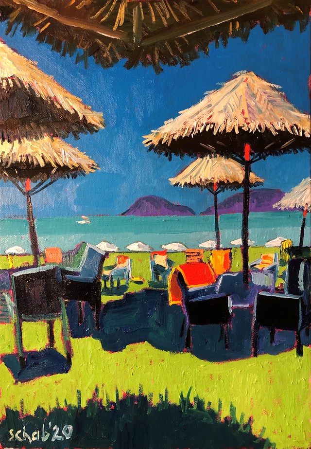 Living room painting by David Schab titled  Holidays in Zakynthos