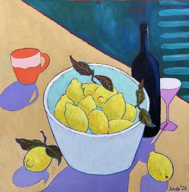 Living room painting by David Schab titled Lemons