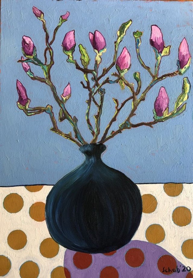 Obraz do salonu artysty David Schab pod tytułem Magnolie w wazonie