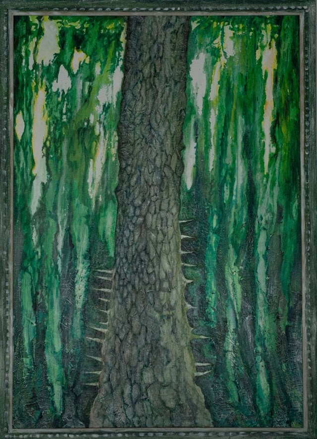 Living room painting by Ryszarda Łucja Jagielska titled The Tree of Life for Ukraine