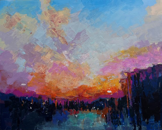 Living room painting by Anzhela Tistyk titled Sunset 