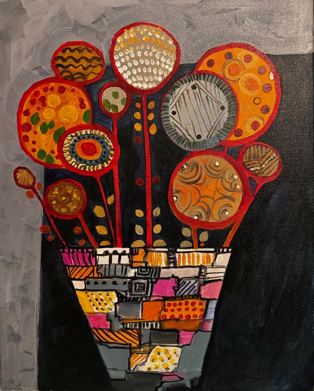 Obraz do salonu artysty Anzhela Tistyk pod tytułem Interpretacja kwiatów 