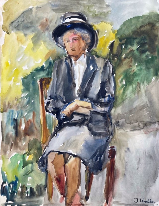 Obraz do salonu artysty Irena Knothe pod tytułem Portret kobiety w czarnym kapeluszu