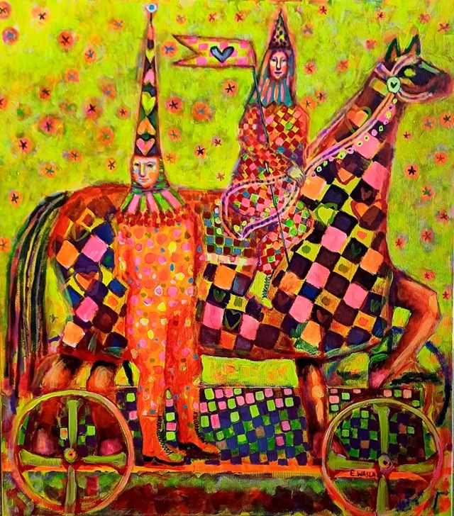 Living room painting by Emilia Waszak titled Wandering Pony