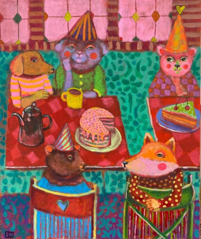 Living room painting by Emilia Waszak titled Cake and Coffee