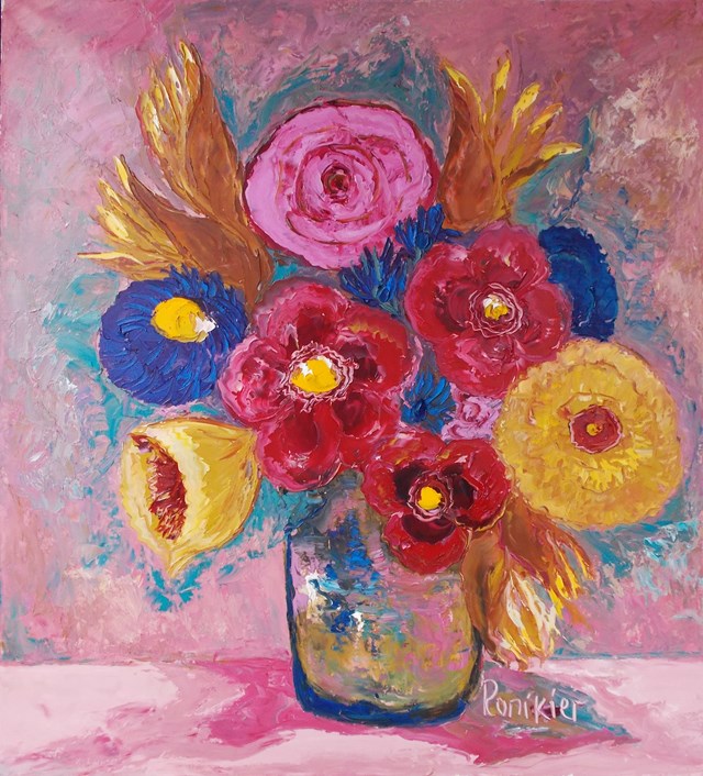 Obraz do salonu artysty Alla Ronikier pod tytułem Kwiat .. i kolejny kwiat .. Więc przybycie jest ciepłe