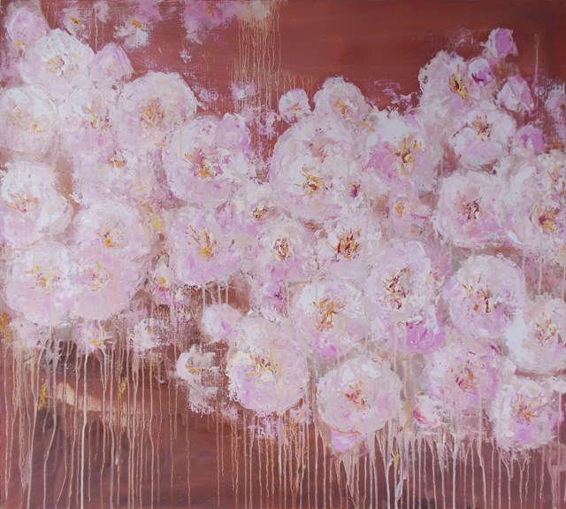 Living room painting by Alla Ronikier titled Flower extravaganza.