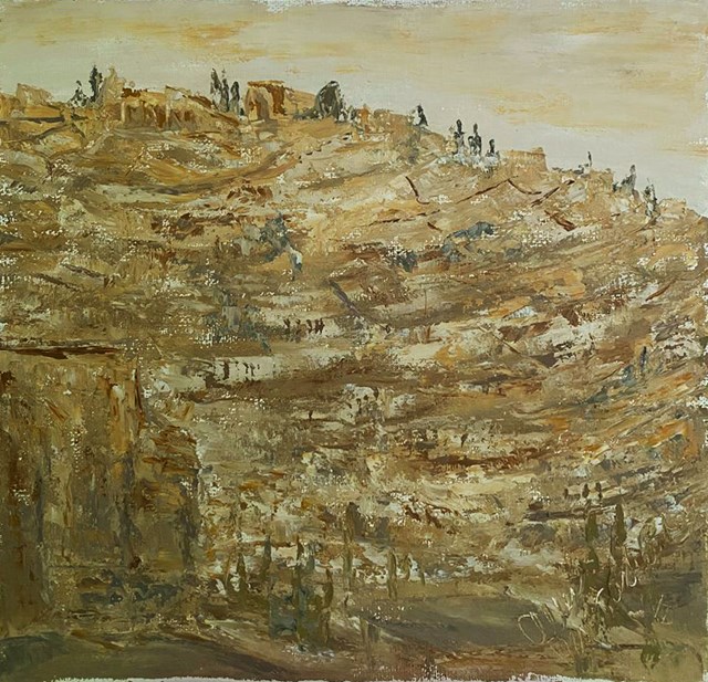 Living room painting by Alla Ronikier titled Jerusalem.