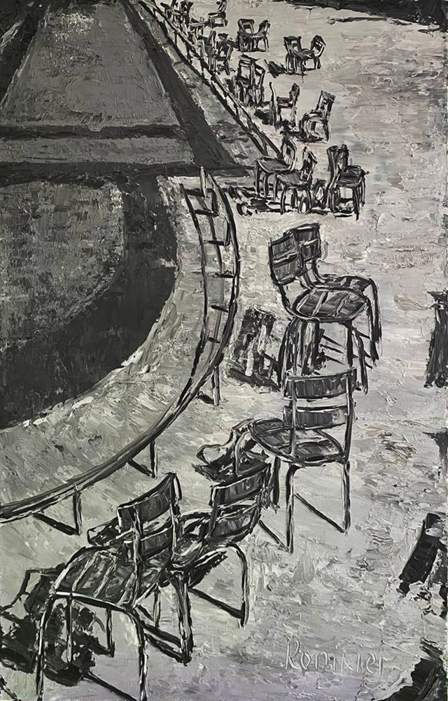 Obraz do salonu artysty Alla Ronikier pod tytułem Paryż. Krzesła