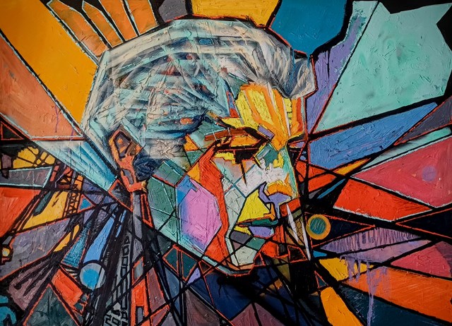 Living room painting by Tomasz Masionek titled CyberJinx