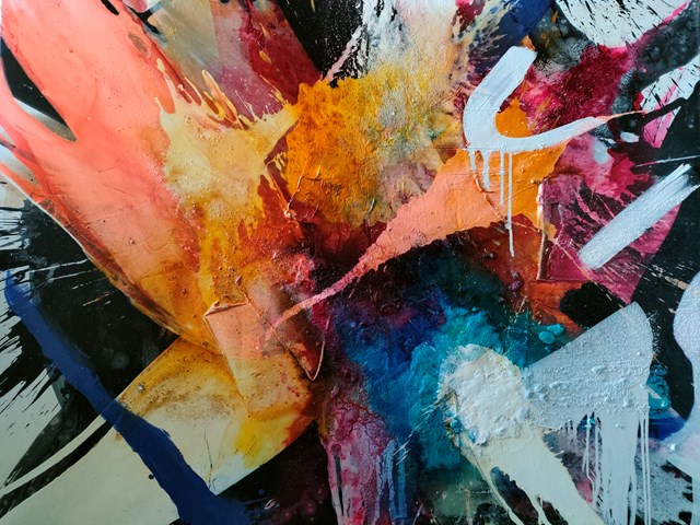 Living room painting by Michał Jamioł titled Coral