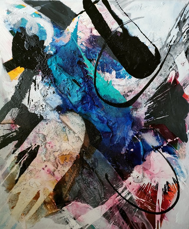 Living room painting by Michał Jamioł titled Dancing waterfalls
