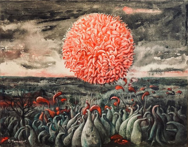 Obraz do salonu artysty Ryszard Tomczyk pod tytułem Szare i czerwone