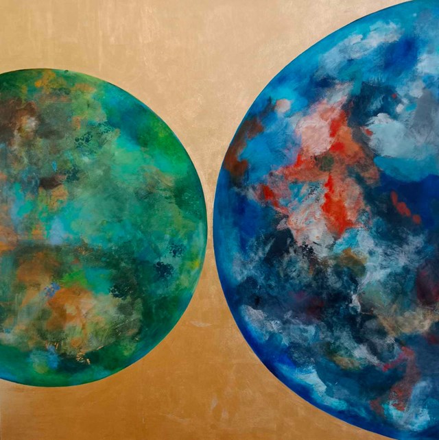 Living room painting by Katarzyna Kołodziejczyk titled Planets