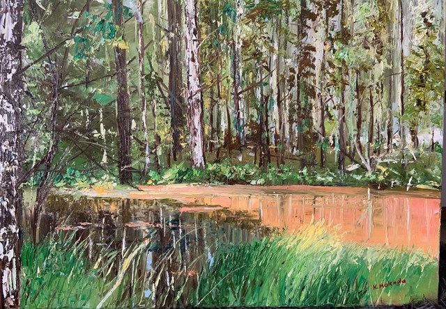 Living room painting by Katarzyna Molenda titled Pool in the forest