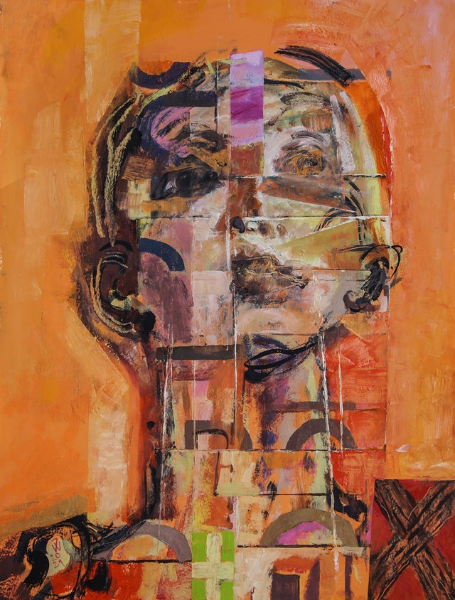 Living room painting by Ireneusz Woliński titled From the series  „Heads"