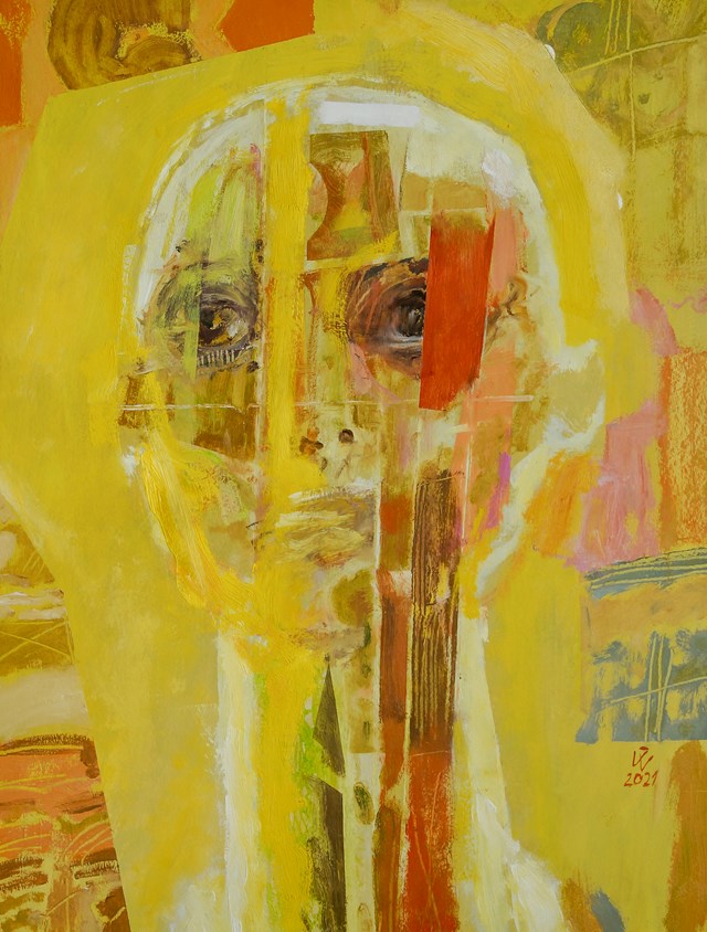 Living room painting by Ireneusz Woliński titled From the series  „Heads"