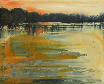 Obraz do salonu artysty Jagoda Kaczmarczyk-Hudzik pod tytułem "Pejzaż wiślany - Zachód słońca" LXIV/nr 64/