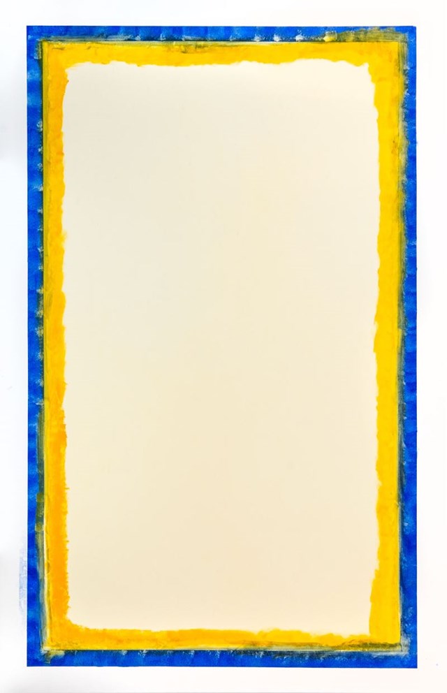 Obraz do salonu artysty Dominik Smolik pod tytułem Kwadrat niebiesko-żółty (One Rectangle)