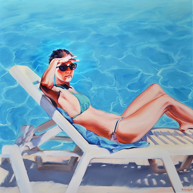 Living room painting by Rafał Knop titled Madame Ev’12 - SWIMMING POOL