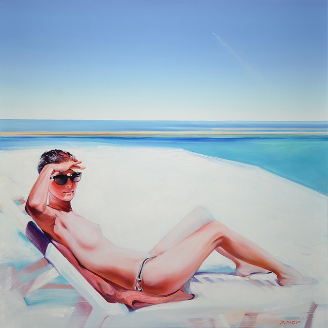 Living room painting by Rafał Knop titled Madame Ev’13 WIMMING POOL