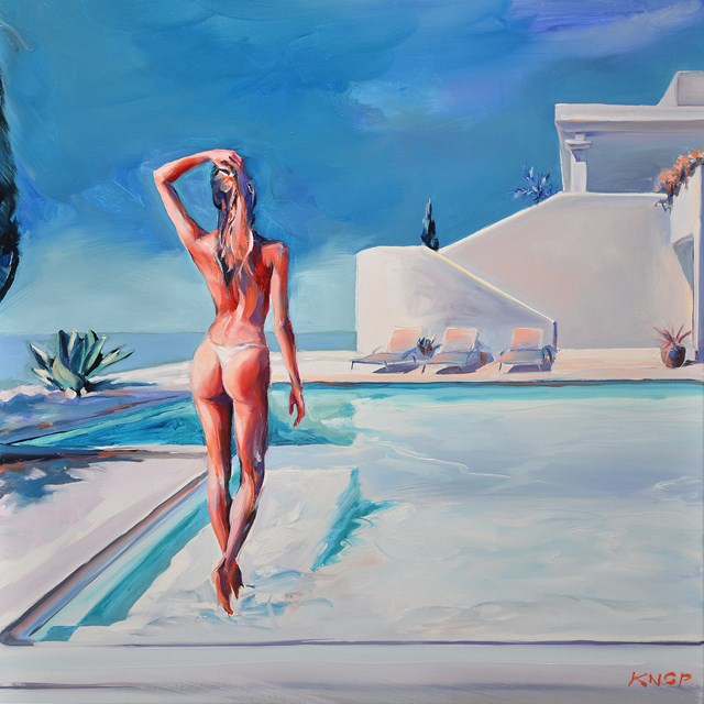 Living room painting by Rafał Knop titled  Madame VAngel’10 Swimming Pool