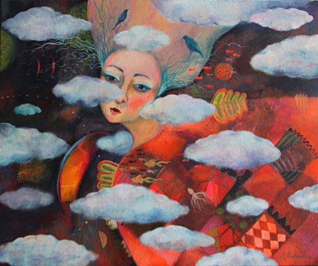 Obraz do salonu artysty Hanna Kotewicz pod tytułem Nadpłynęły sfilcowane chmurki
