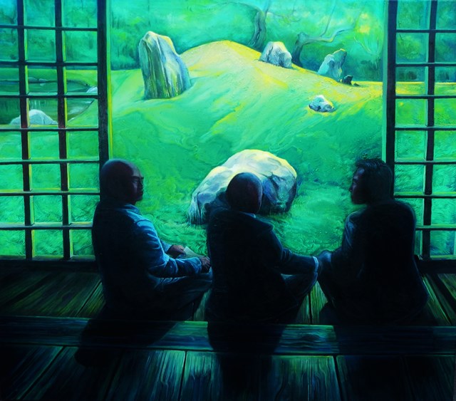Obraz do salonu artysty Iwa Kruczkowska pod tytułem "Spotkenie w ogrodzie"