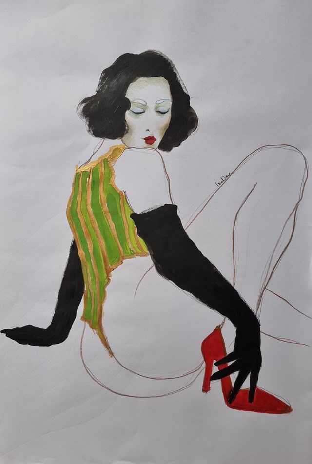 Living room painting by Izabela (Izawera) Przybysz titled Fantasia in red Heels