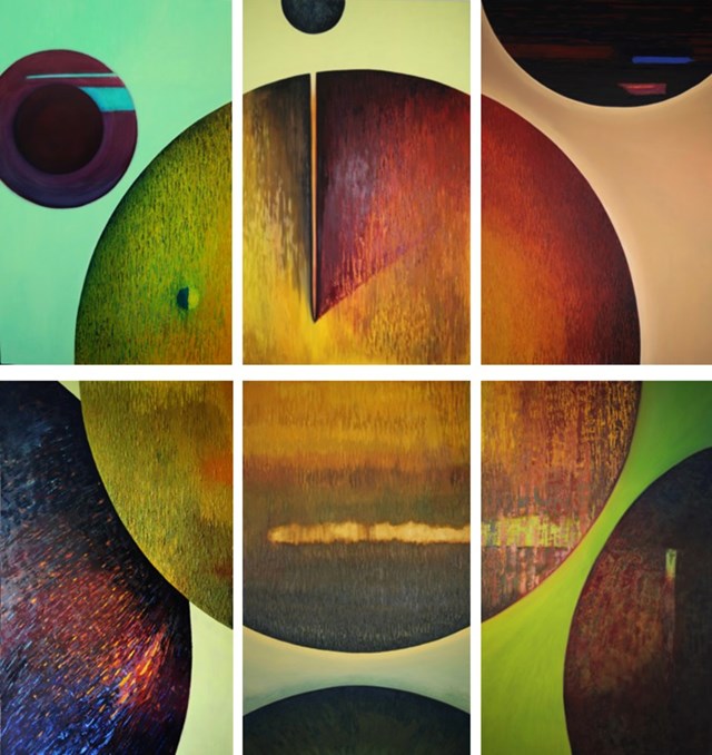 Obraz do salonu artysty Anna Stawowczyk pod tytułem Fragmentaryzacja ,  340cm x330cm (6 x 170x 110cm)