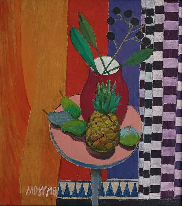 Living room painting by Michał Ostaniewicz titled Martwa natura z ananasem 