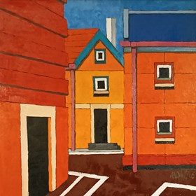 Obraz do salonu artysty Michał Ostaniewicz pod tytułem "Miasto - zaułek"