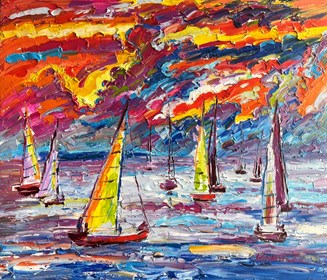 Obraz do salonu artysty Irina Kvetka pod tytułem wycieczka jachtem