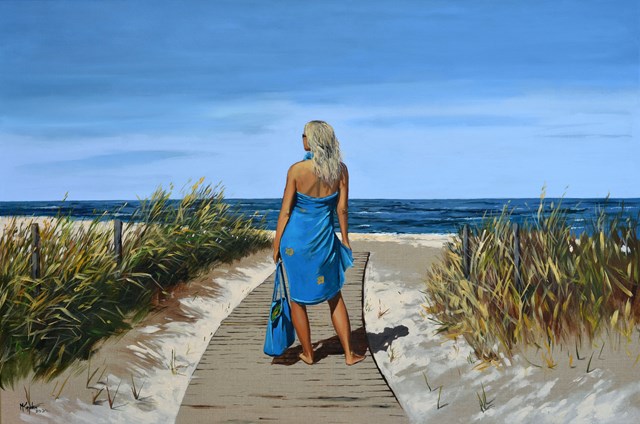 Living room painting by Magdalena Kępka titled  A perfect day for the beach