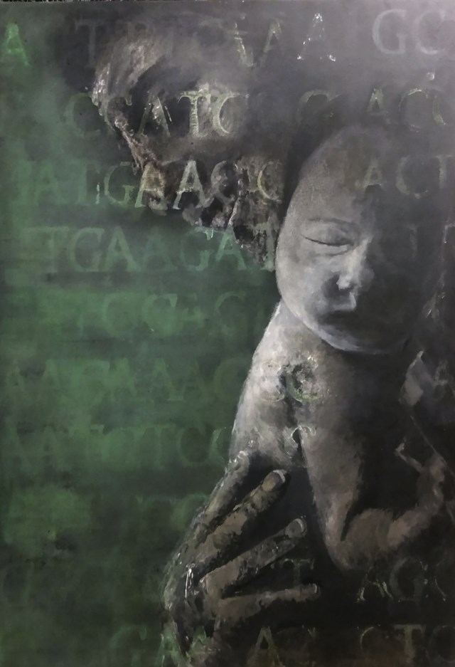 Obraz do salonu artysty Magda Malinowska pod tytułem Uwarunkowania genetyczne a empiryczne postrzeganie rzeczywistości