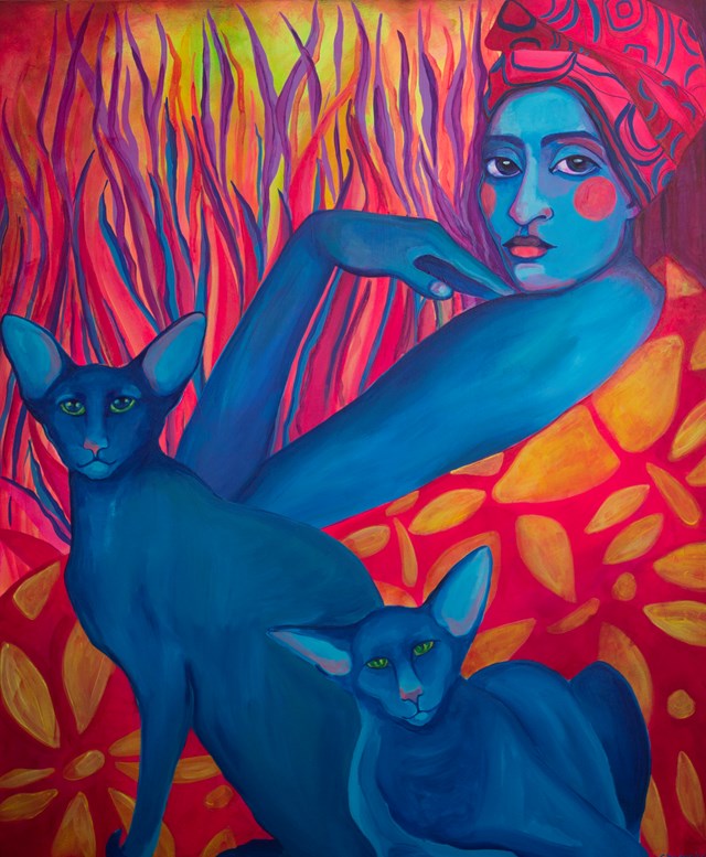 Obraz do salonu artysty Oksana Chumakova pod tytułem „Błękitne koty”