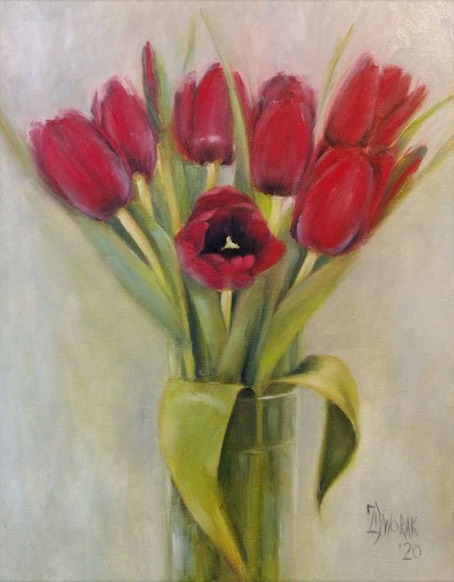 Obraz do salonu artysty Zofia Dworak pod tytułem Czerwone tulipany