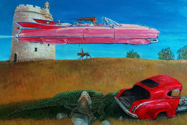 Obraz do salonu artysty Krzysztof Krawiec pod tytułem Don Kichota marzenia o Kubie 