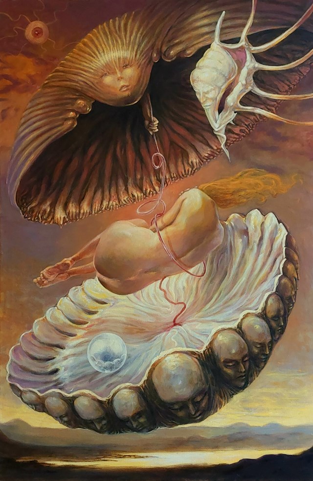 Obraz do salonu artysty Krzysztof Krawiec pod tytułem Narodziny Perłowej Yoshiko