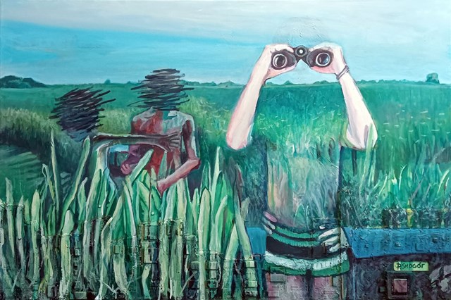 Obraz do salonu artysty Piotr Smogór pod tytułem ludzie chaszczy